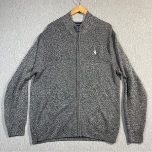 U.S. Polo Assn. Sweater Men’s Size XL Gray Knit Full Zip Ribbed Waist Cuffs